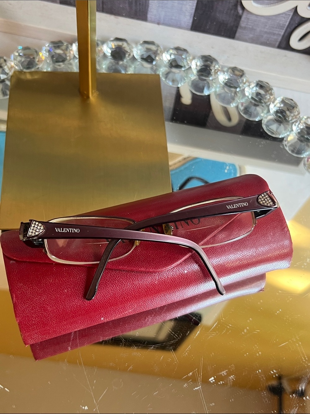 Valentino prescription glases with Red Leather Eyeglass Case - Picture 12 of 14